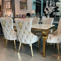 Ensemble de table et chaises de salle à manger de luxe en acier inoxydable et marbre, style italien, pour 4, 6 ou 8 personnes, idéal pour restaurant