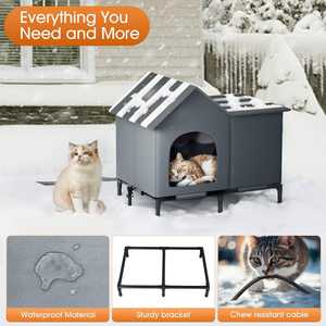 Casa para Gatos con Calefacción para Exteriores, Plegable, <span class=keywords><strong>de</strong></span> Oxford 900D, con Almohadilla Térmica, Impermeable y Resistente, para Gatos y Mascotas, Uso en Interiores y Exteriores - Product Image 3