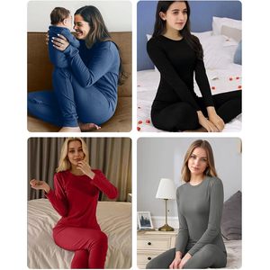 Ropa interior térmica para mujer, conjunto de camiseta de manga larga con forro polar y leggings, conjunto de pantalón y camiseta para clima frío - Product Image 5