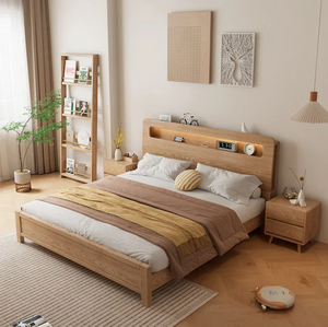 Cama doble de madera sólida de estilo nórdico, cama matrimonial de 1,8 m, Simple y moderna, estilo japonés - Product Image 4