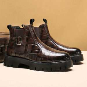 Bottes Martin pour hommes, bottines britanniques durables, mi-hautes, vintage, en cuir pour hommes - Product Image 6