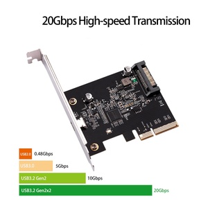 IOCREST USB 3.2 PCI Express Erweiterungskarte PCI-E 4X zu USB3.2 Gen2 X2 Typ-C 20Gbps SATA-betrieben Asmedia <span class=keywords><strong>ASM3242</strong></span> Schwarz - Product Image 2