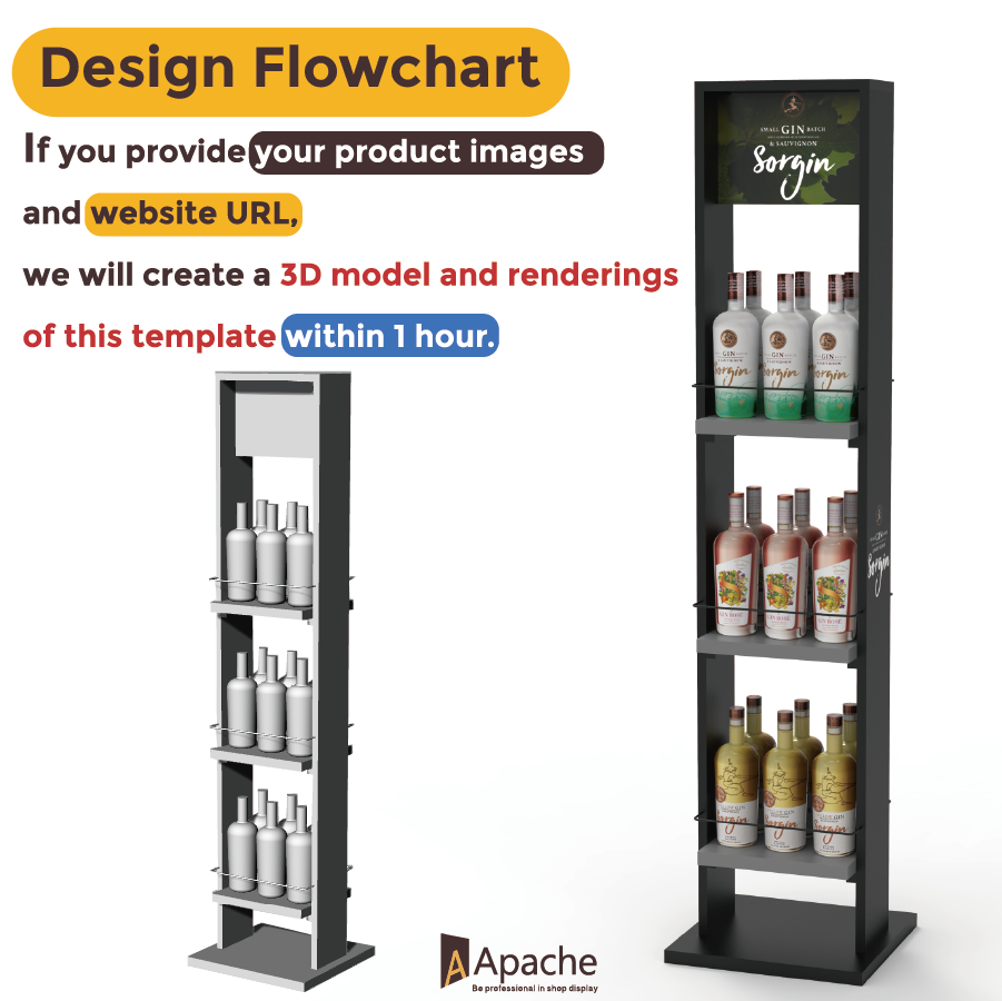 Apache Customized Metal Display Stand Wine Display Rack Shelf for Supermarket — view 3