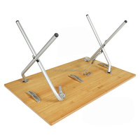 Table pliante en bambou pour loisirs de plein air - Conception pliable en deux - Portable pour le camping et les pique-niques