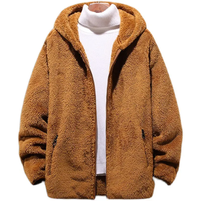 Yeni tasarım erkek artı boyutu kazak Tops kış kalın termal sıcak polar ceket rahat gevşek palto erkek ceketler