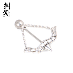 Escudo de pezón de <span class=keywords><strong>flecha</strong></span> de acero inoxidable con gemas pavimentadas Anillo de pezón <span class=keywords><strong>Piercing</strong></span> para el cuerpo Joyería - Product Image 2