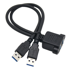 Dual Port Usb 3.0 Extension Cable With <b>Screw</b> Holes 1m <b>Copper</b> Wire Injection Molded For Computer Accessories - Product Image 2