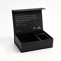 Boîte rigide magnétique noire personnalisée et durable en carton avec insert EVA à double compartiment pour emballage de marque de luxe