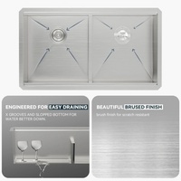 Évier de cuisine en acier inoxydable 304 à montage sous plan, double bac avec égouttoir à droite, planche en bois amovible, évier moderne multifonction