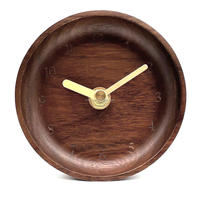 Horloge de table de chevet ronde en bois avec finition en noyer, à quartz traditionnel, avec affichage à aiguilles, fonction de répétition, certifiée CE