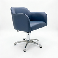 Fauteuil de Salon Professionnel en Cuir PU Bleu de Qualité Supérieure, Chaise de Coiffure Hydraulique Pivotante et Réglable Confortable pour Salon de Coiffure