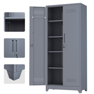 Lemari Penyimpanan Logam AS dengan 2 Pintu dan 4 Rak yang Dapat Disesuaikan, Lemari Pembersih Berkualitas Tinggi untuk Rumah, Sekolah, Kantor - Product Image 1