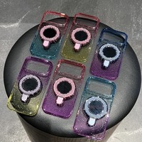 Coque de téléphone transparente antichoc avec support magnétique à paillettes pour recharge sans fil Senyork PC pour 17 Pro Max 16 15