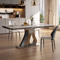 Nouvel ensemble table et chaises rectangulaires de luxe en pierre pour petit salon familial