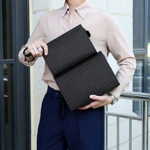 Portafoglio Lungo di Grande Capacità Borsa Tote in Morbida Pelle <span class=keywords><strong>Pochette</strong></span> a Busta Intrecciata da <span class=keywords><strong>Uomo</strong></span> per Affari Porta Carte - Product Image 3