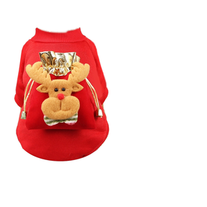 שמלת חג המולד כלב סווטשירט עם מכנסי פלפ דש כיס ליפול חורף חום חולצת טריקו בסגנון בר קיימא לחיות מחמד - Product Image 6