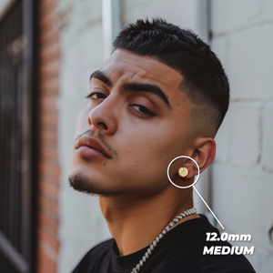 Pendientes de botón minimalistas redondos chapados en oro de 14k con diseño de pepita para hombre/mujer, unisex, regalo perfecto para él y para ella - Product Image 6