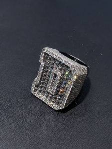 IGI CMA, Herenring met laboratorium gekweekte diamanten, Volledig pavé heren hiphop ring, 14K/18K diamanten ring, Herenring met letterdiamant. - Product Image 2