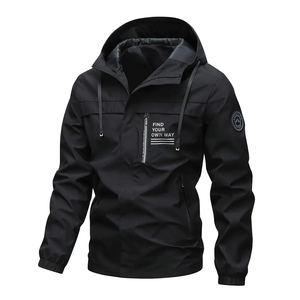 Blouson aviateur pour homme en velours côtelé uni, col montant, fermeture éclair, taille grande, vêtement de travail polyvalent pour l'automne - Product Image 1