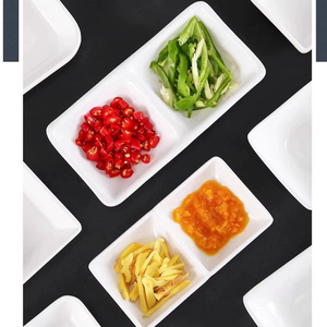 จานเมลามีนสำหรับมื้อเย็นขนาดเล็กสีขาวแบ่งเป็นจานเสิร์ฟซูชิร้านอาหาร