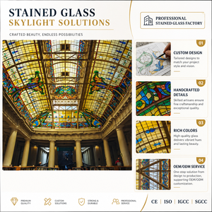 Dôme en verre teinté sur mesure, panneaux de vitraux décoratifs pour plafond de cathédrale, art vitralement décoratif pour église, hôtel, villa moderne - Product Image 2