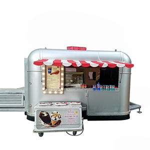 Carrito de Comida Móvil de Acero Inoxidable y Aluminio con Espejo, Carrito de Helados y Dulces, Camión de Comida, Remolque de Concesión - Product Image 4