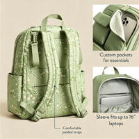 Sac à dos à langer vert imperméable avec 11 poches pour mamans actives