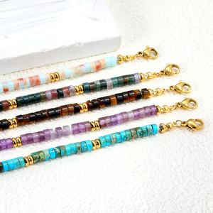 Bohemian Waterproof Jewelry Summer Beach Natural Stone Pearl Beads <b>Crystal</b> <b>Bracelet</b> Stainless Steel Gold Plated Flower <b>Bracelet</b> - Product Image 3