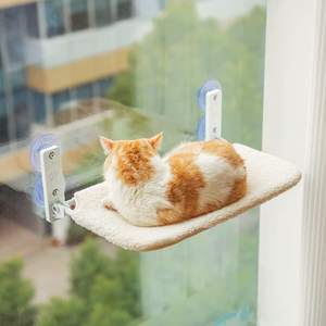 Amosijoy hot on <span class=keywords><strong>Amazon</strong></span> piel de conejo y cubierta de sándwich hamaca para gatos con 4 ventosas MARCO DE Metal sólido percha para ventana de gato - Product Image 6