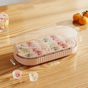 Silver Silicone Ice Moulds with Lid Soft Bottom <b>Square</b> Fruit Ice Molds Tray Kitchen <b>Tools</b> Accessories - Product Image 1