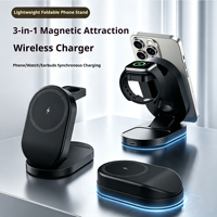 Station de charge sans fil pliable 3-en-1 15W avec support magnétique rapide pour téléphone et protection ignifuge