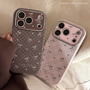 Fashion girls plaid bowknot PU leather mobile phone case for iPhone 11-17 pro max anti shock protect back <b>cover</b> wholesale - Product Image 2