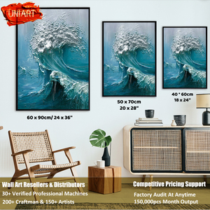 Stampa su <span class=keywords><strong>Tela</strong></span> di Onde Oceaniche Astratte e Texturizzate, Decorazione Murale, Dipinto a Olio 3D Personalizzato di Paesaggio Costiero - Product Image 6