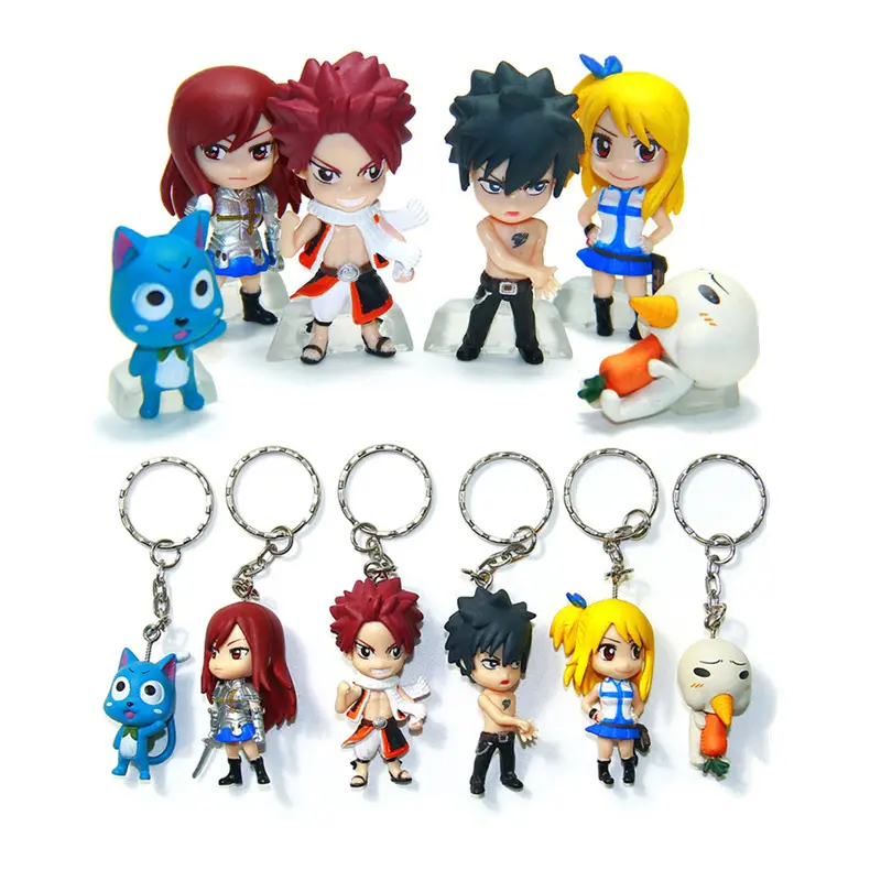 Anime Fairy Tail Lucy Natsu Gray Elza Happy Miniature Action Figures Toys 6pcs/set