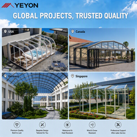 Yeyon 2026 OEM Portes pliantes télescopiques pour véranda, cadre en aluminium, toit en arche, double vitrage, pour patio extérieur et maison en verre