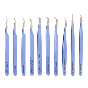 แหนบต่อขนตาสแตนเลสสตีลแบบตรงและโค้ง สลักลายได้ตามต้องการ สำหรับต่อขนตาแบบวอลลุ่ม แยกขนตา ใช้งานได้อย่างมืออาชีพ - Product Image 1