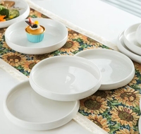Service de table en porcelaine blanche de qualité supérieure, assiettes à dessert et bols à soupe en céramique vernissée, vaisselle pour la maison