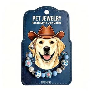 Ranch Style Colorful <b>Beaded</b> Pet <b>Collar</b> Daisy Pendant <b>Dog</b> Necklace With Extension Chain Western Cowboy Pet Jewelry - Product Image 3