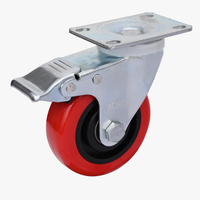 Roues pivotantes industrielles moyennes de 4 pouces pour meubles, roues universelles en PVC plastique, plaque galvanisée, roulettes rotatives
