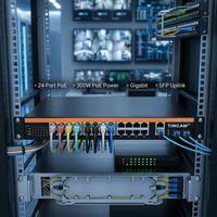 Conmutador PoE Gigabit TiNCAM de 28 Puertos, 24 Puertos 802.3af/at PoE + 2GE + 2 SFP 300W para CCTV, WiFi AP