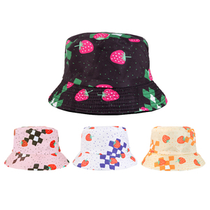 Lindo sombrero de lona de poliéster con estampado de fresas, unisex, para adultos, primavera, verano, informal, con diseño de frutas, 56-58 cm - Product Image 1
