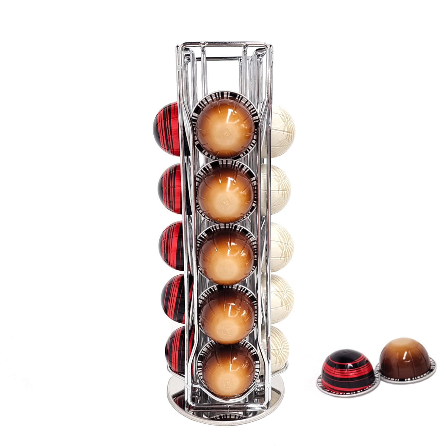 Porte-dosettes de café VertuoLine argenté (capacité 20)