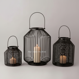 โคมไฟเหล็กแขวนสีเมทัลลิกสีดำสำหรับตกแต่งบ้านงานปาร์ตี้ชุดโคมไฟ3ชั้น - Product Image 1