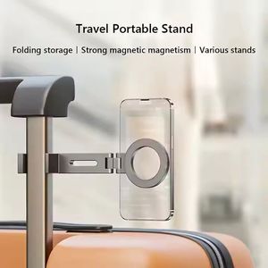 360 Degree <b>Rotating</b> Aluminum Alloy Airplane Luggage Portable Phone Clamp Stand Foldable Travel Mobile Phone Holder - Product Image 2