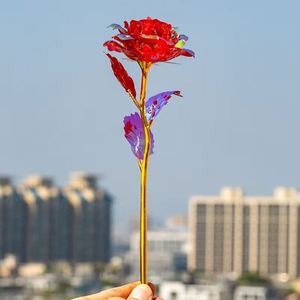 Glamorous Gold Foil <b>Rose</b> with Crystal Base - Handmade Decorative Flower for Special Occasions, Perfect for Christmas and Diwali - Product Image 4