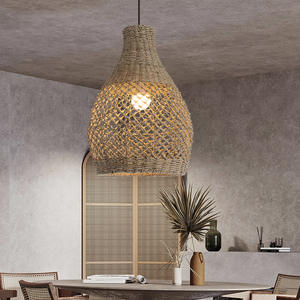 Transfrontaliera giapponese stile Wabi Sabi Vintage Hotel sala da pranzo soggiorno camera da letto intrecciata sala da tè LED <span class=keywords><strong>lampada</strong></span> pendente in <span class=keywords><strong>Rattan</strong></span> Zen - Product Image 4