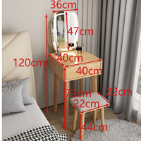 Table de Maquillage Moderne en Bois Multicolore avec Miroir Lumineux et Tabouret, Vente en Gros, OEM/ODM, pour Chambre et Hôtel, avec Tiroir