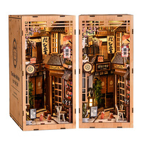 Nuevo Soporte para Libros con Diseño de Gato en la Entrada, Cabaña DIY, Casa en Miniatura Japonesa, Modelo 3D de Madera para Ensamblaje Manual, 23x18x11cm