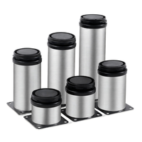 Pied de meuble réglable en acier inoxydable 201, tube rond avec base antidérapante pour table basse moderne et meuble TV