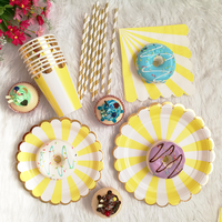 Ensemble de vaisselle jetable biodégradable personnalisé Ebelee Party sur le thème du citron pour la Saint-Valentin et le Nouvel An, assiette en papier pour gâteau